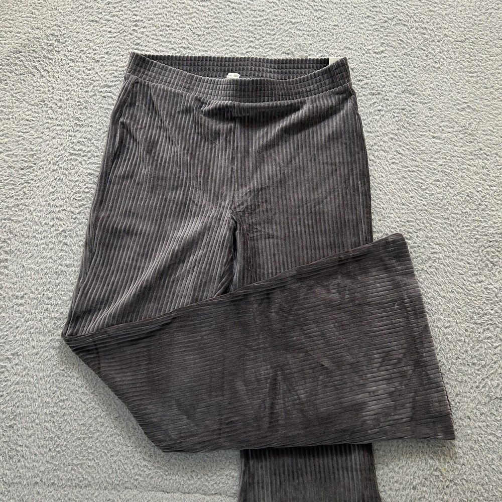 Aerie Pants Groove On Velour High Waisted Flare Ribbed Boho Pull On Stretch